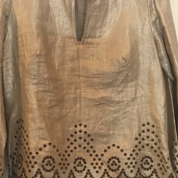 Talbots, size 4, blouse/short tunic, bronze/gold - Picture 2 of 9